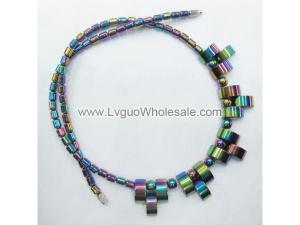 18inch Rainbow Plating Paved Hematite Beads Strands Necklace